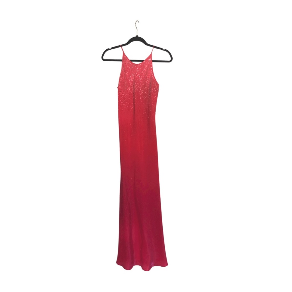 Hot Pink Beaded Formal Dress